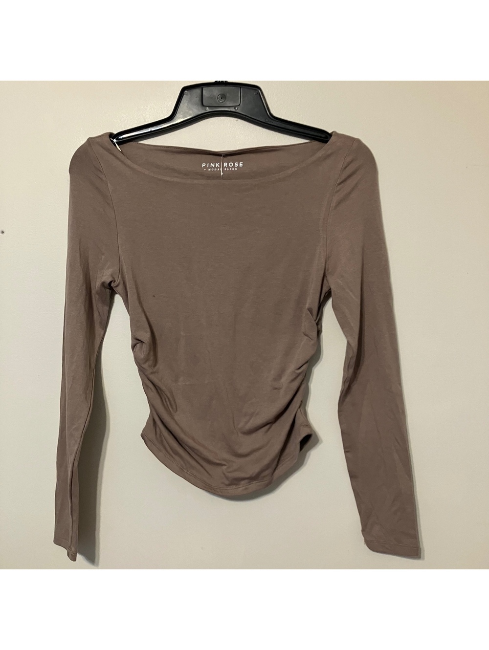 Pink Rose Luxe Minimalist Modal Blend Long Sleeve Y2K Top Women's Size Small-New